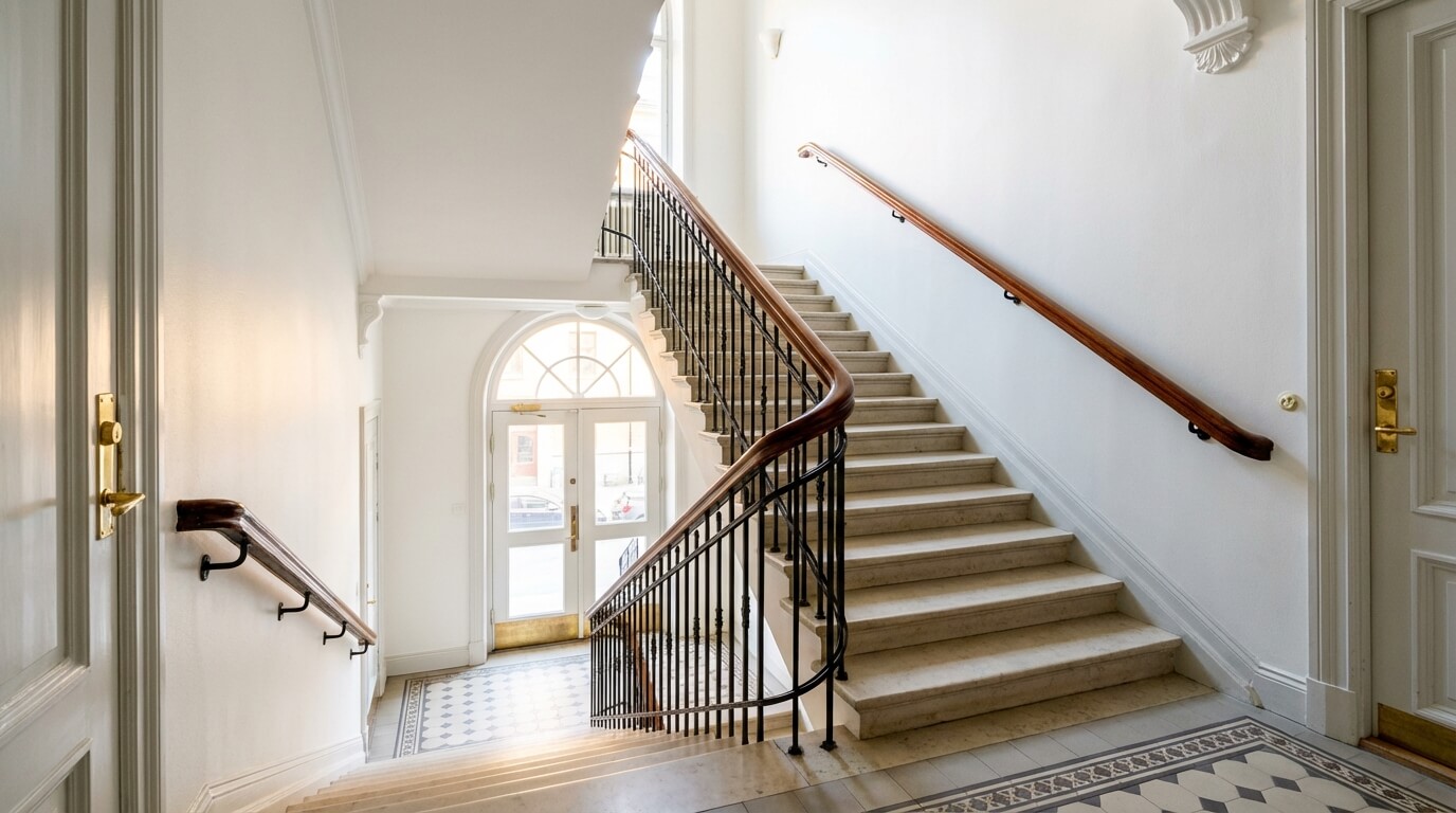 Rent och välstädat trapphus i Stockholmsfastighet – lokalvård av SVEFAB