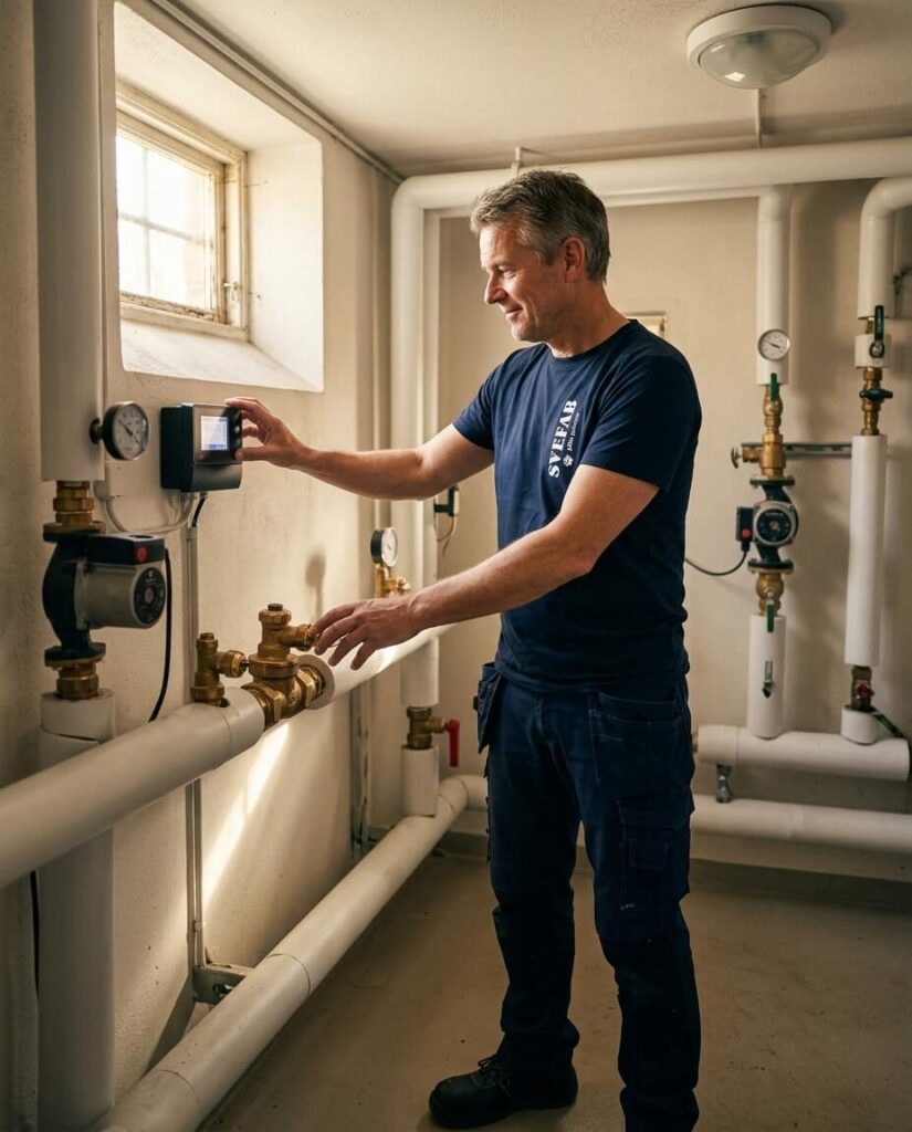 Drifttekniker från SVEFAB kontrollerar en undercentral